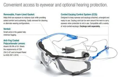 3M™ Virtua™ CCS Protective Eyewear Safety Glasses with Foam Gasket, Gray Anti-Fog Lens