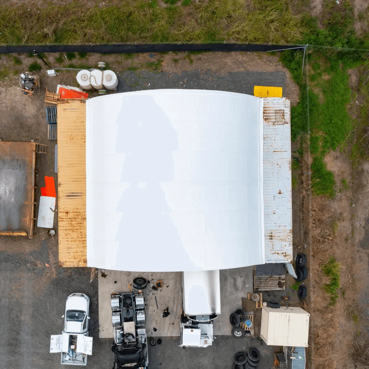 40x40x13 ft Container Shelter with Closed Back Panel