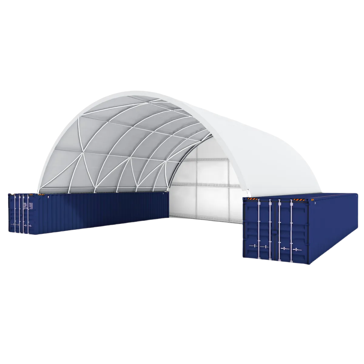 40x40x13 ft Container Shelter with Closed Back Panel