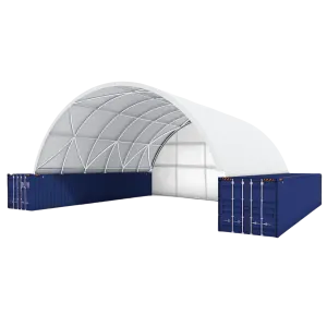 40x40x13 ft Container Shelter with Closed Back Panel