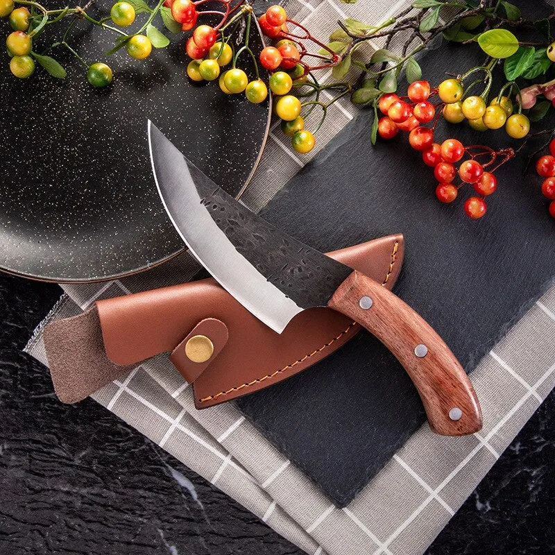 5.5" Forged Boning Kitchen Knife Stainless Steel Serbian Meat Cleaver Fish Butcher Outdoor Survival Camping Hunting Chef Knife