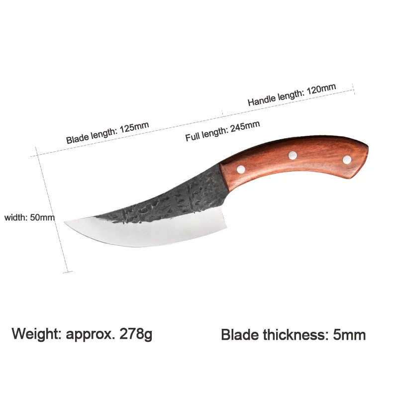 5.5" Forged Boning Kitchen Knife Stainless Steel Serbian Meat Cleaver Fish Butcher Outdoor Survival Camping Hunting Chef Knife