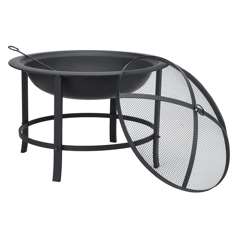 66cm Outdoor Camping Fire Pit Round BBQ Grill Burner with 3 Accessories