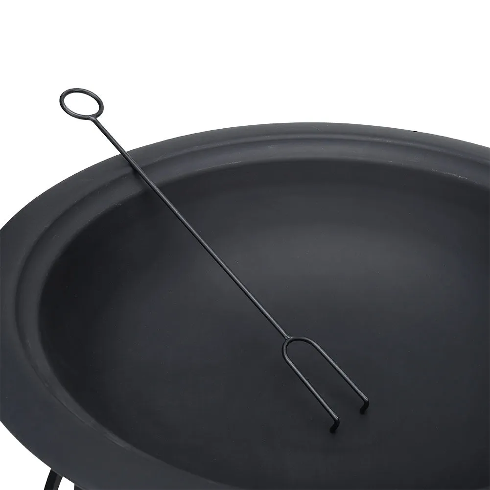 66cm Outdoor Camping Fire Pit Round BBQ Grill Burner with 3 Accessories