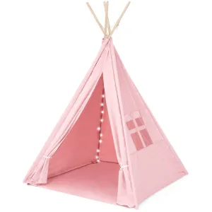 6ft Kids Cotton Pretend Teepee Play Tent w/ LED Lights, Carrying Bag