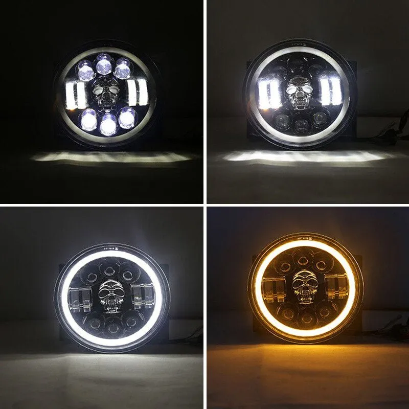 7 Inch Skull LED Headlights - Headlamp Waterproof for Motorcycle/SUV