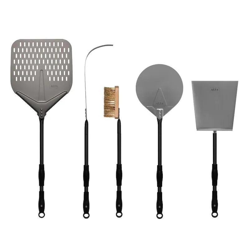 Alfa 24-Inch 5-Piece Pizza Peel Set - Black