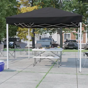 Allyson 10'x10' Black Outdoor Pop Up Event Slanted Leg Canopy Tent w/Carry Bag