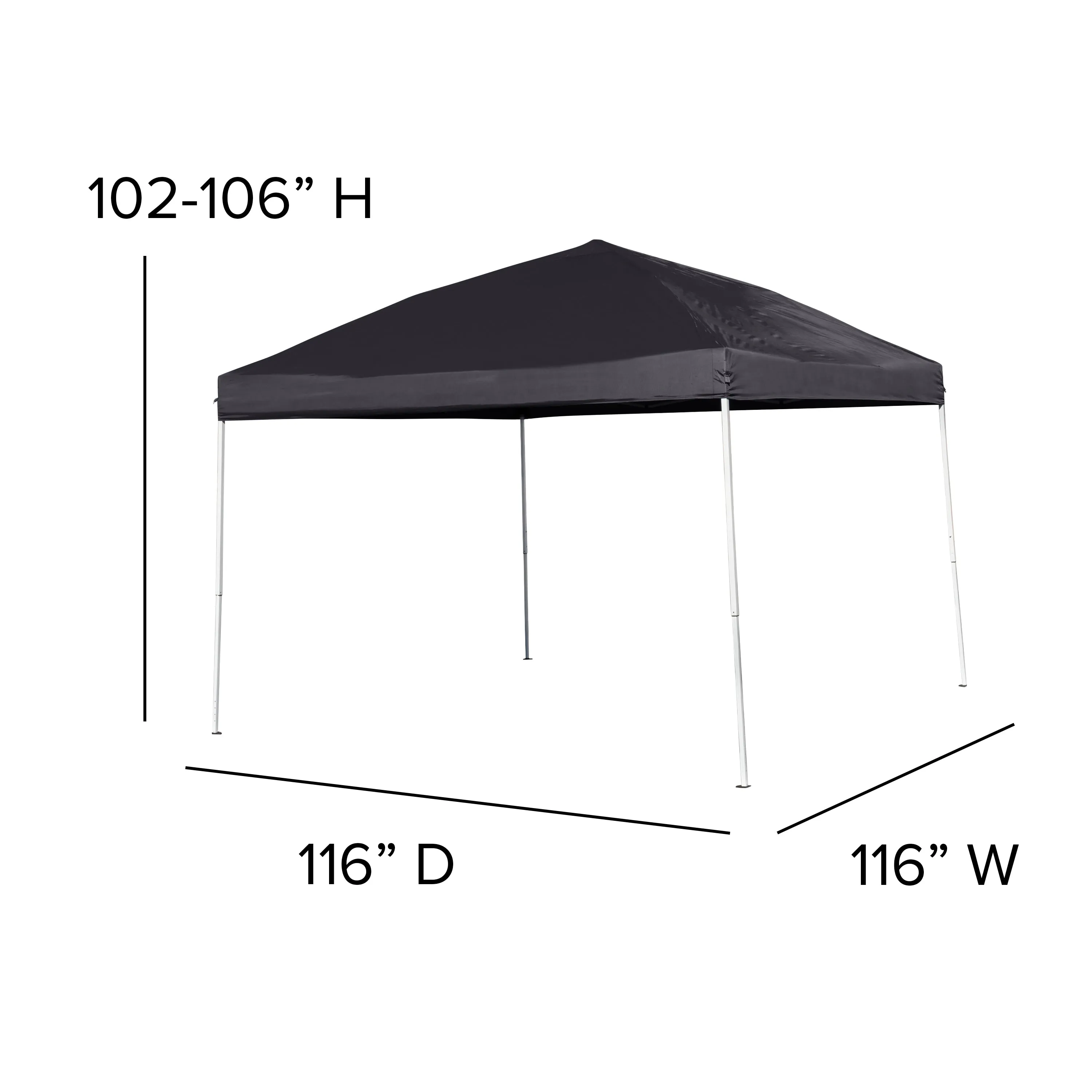 Allyson 10'x10' Black Outdoor Pop Up Event Slanted Leg Canopy Tent w/Carry Bag