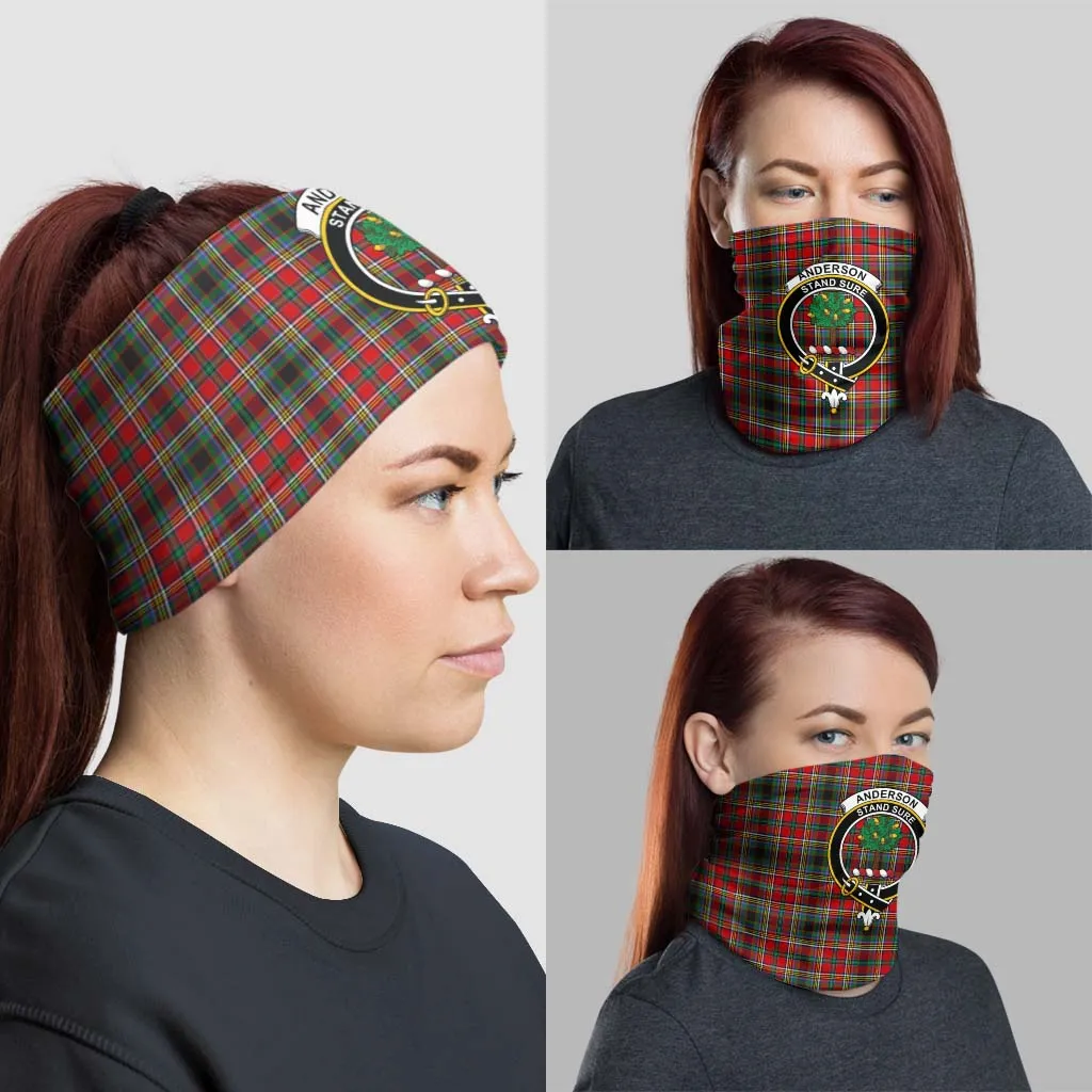 Anderson of Arbrake Tartan Neck Gaiters, Tartan Bandanas, Tartan Head Band with Family Crest