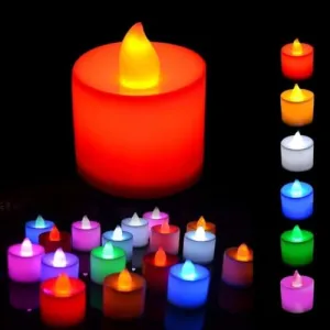 B S NATURAL Multi Color Changing LED Tea Light Candle, Smokeless, Flame Less, Battery Operated Led Multi Color Candles Diya for Diwali Gift, Flickering LED Tealights (Multi Color, Pack of 24)