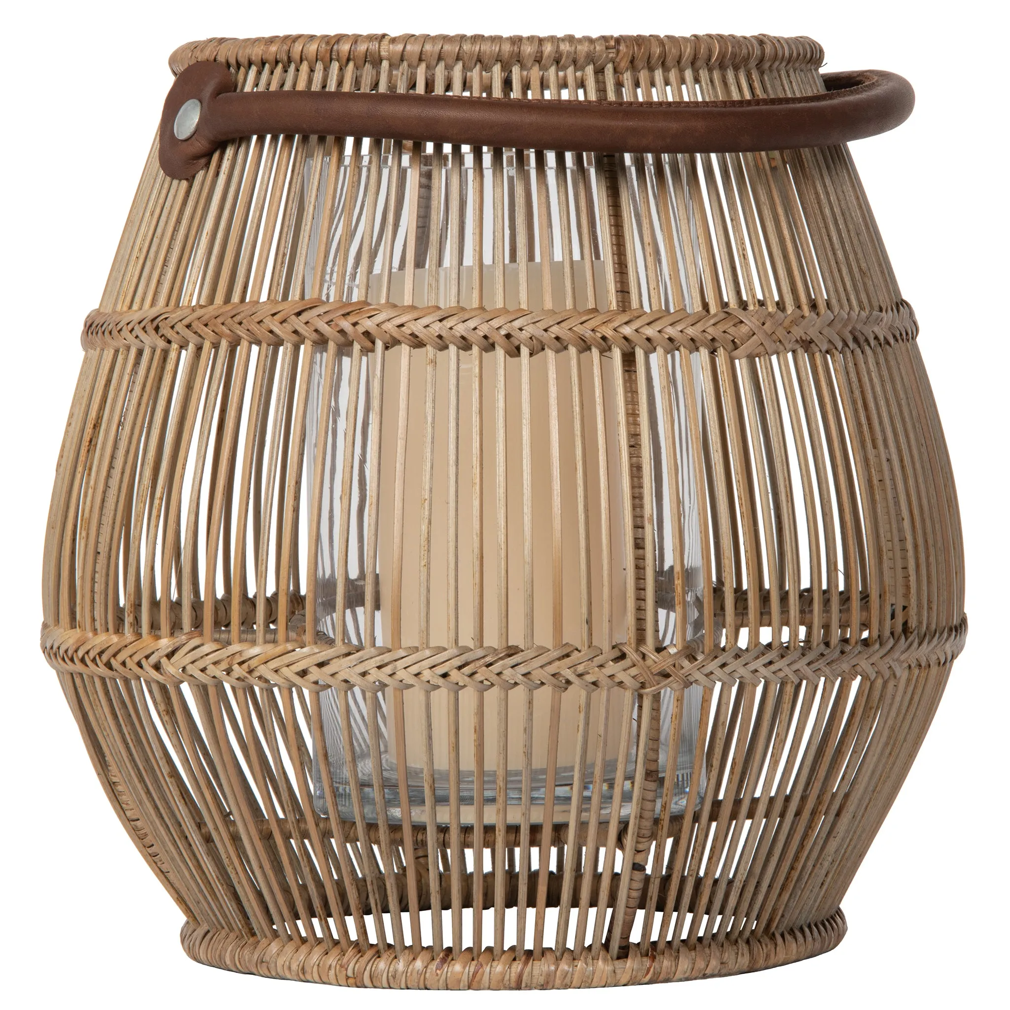 Baja Tulip Decorative Rattan Hurricane Lanterns, Natural