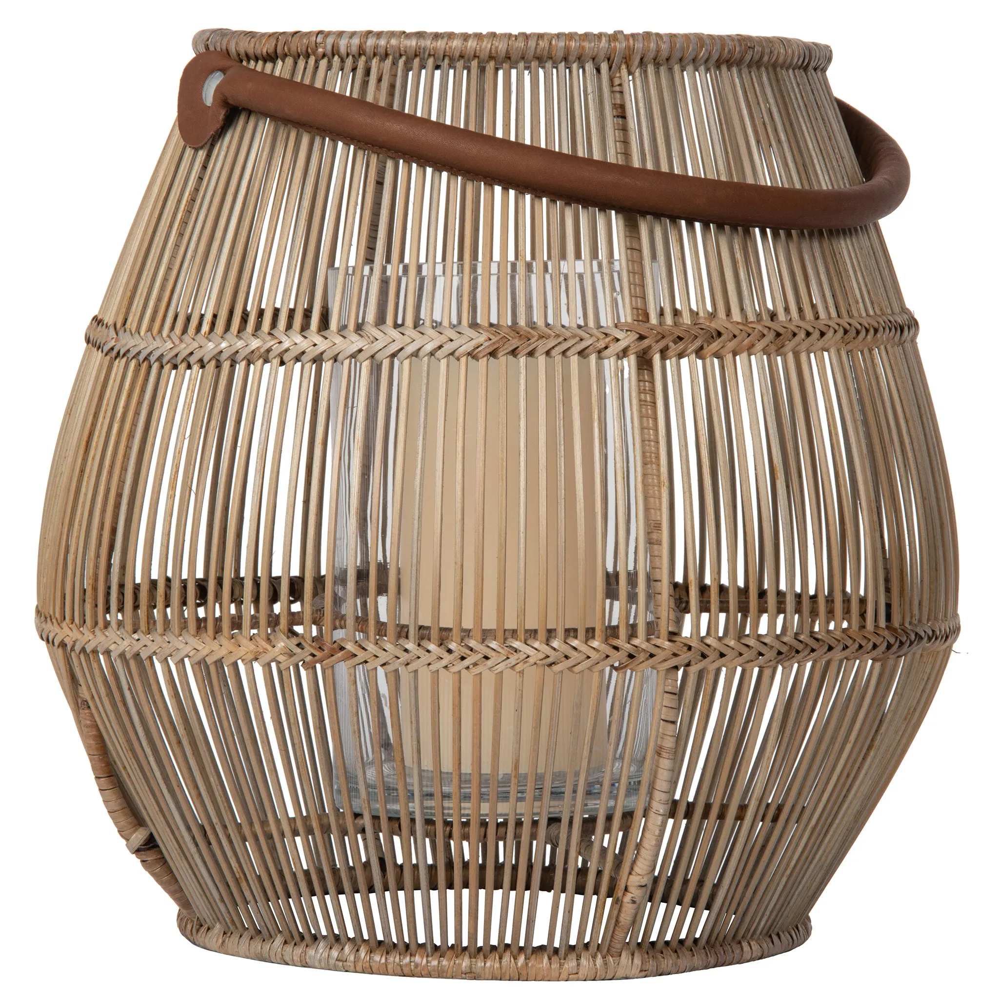 Baja Tulip Decorative Rattan Hurricane Lanterns, Natural