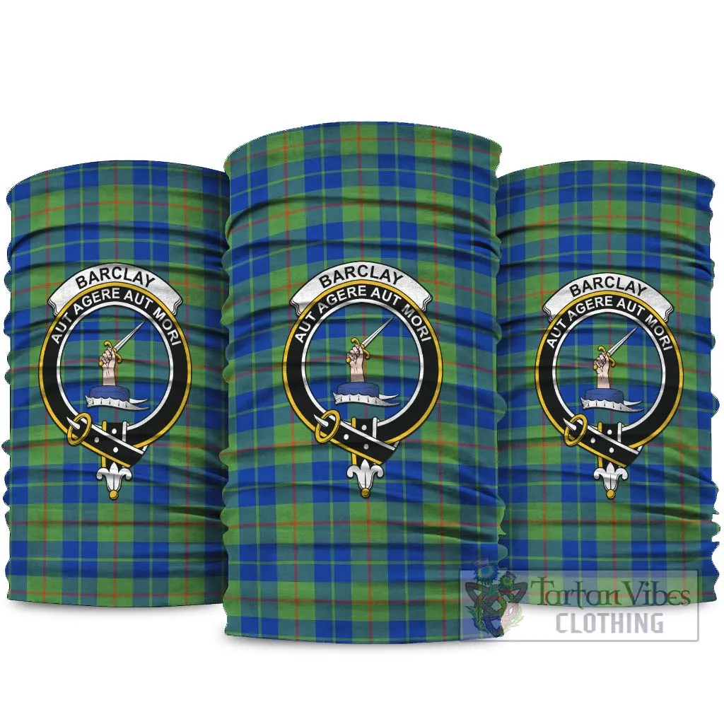 Barclay Hunting Ancient Tartan Neck Gaiters, Tartan Bandanas, Tartan Head Band with Family Crest