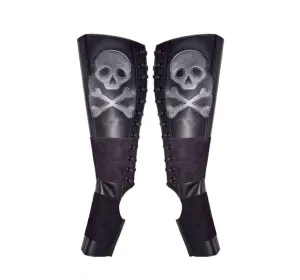 Black Aerial boots w/ Pewter metallic Skull & Crossbones   Suede Grip