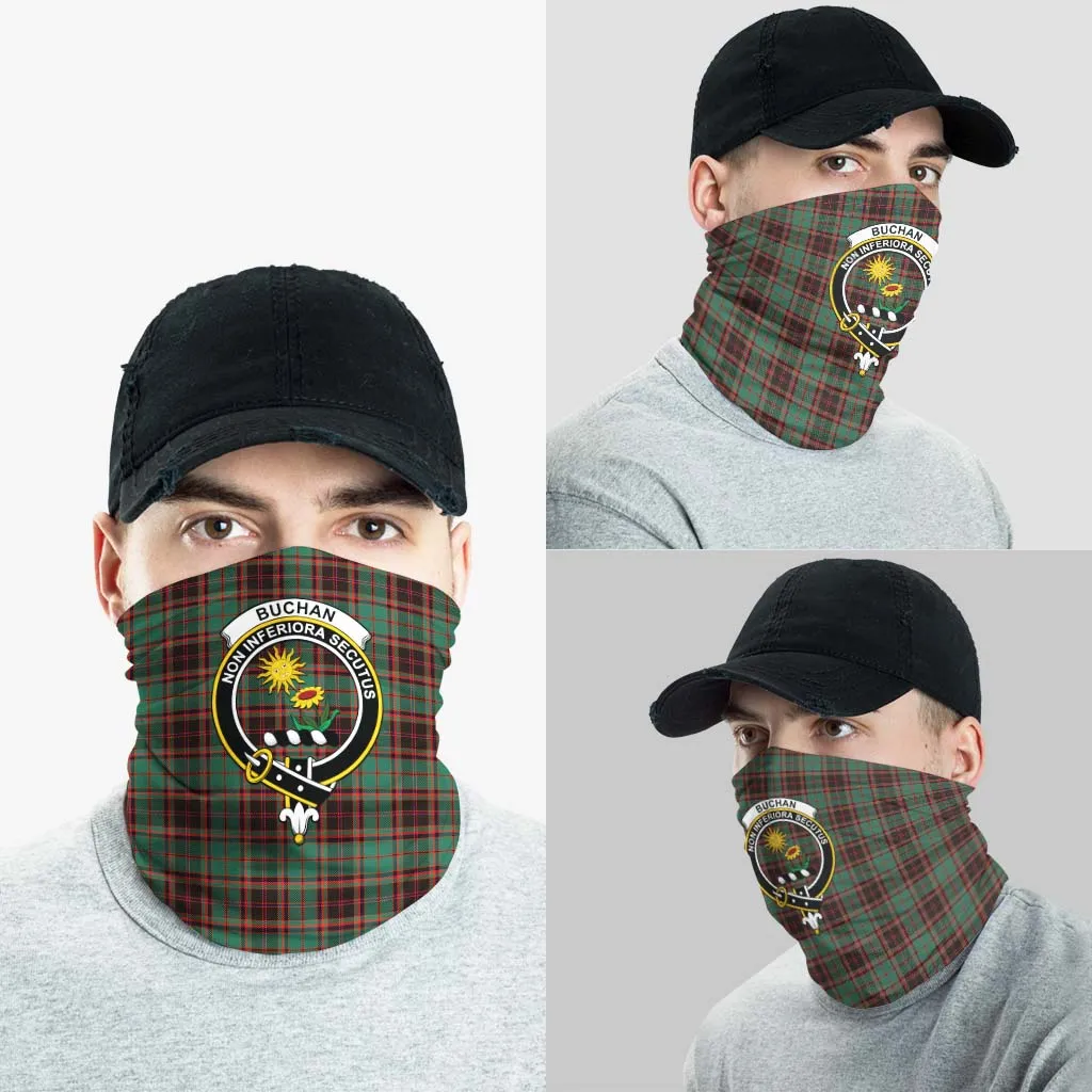 Buchan Ancient Tartan Neck Gaiters, Tartan Bandanas, Tartan Head Band with Family Crest