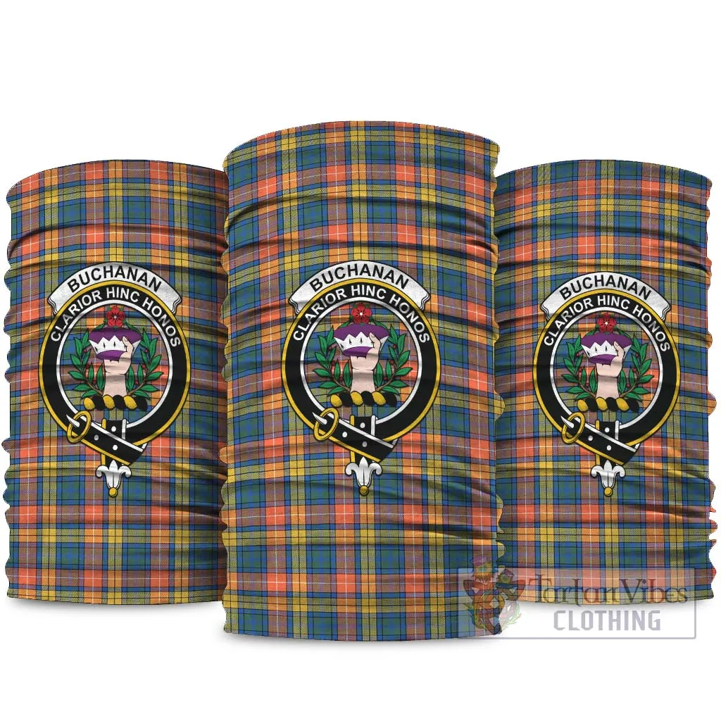 Buchanan Ancient Tartan Neck Gaiters, Tartan Bandanas, Tartan Head Band with Family Crest