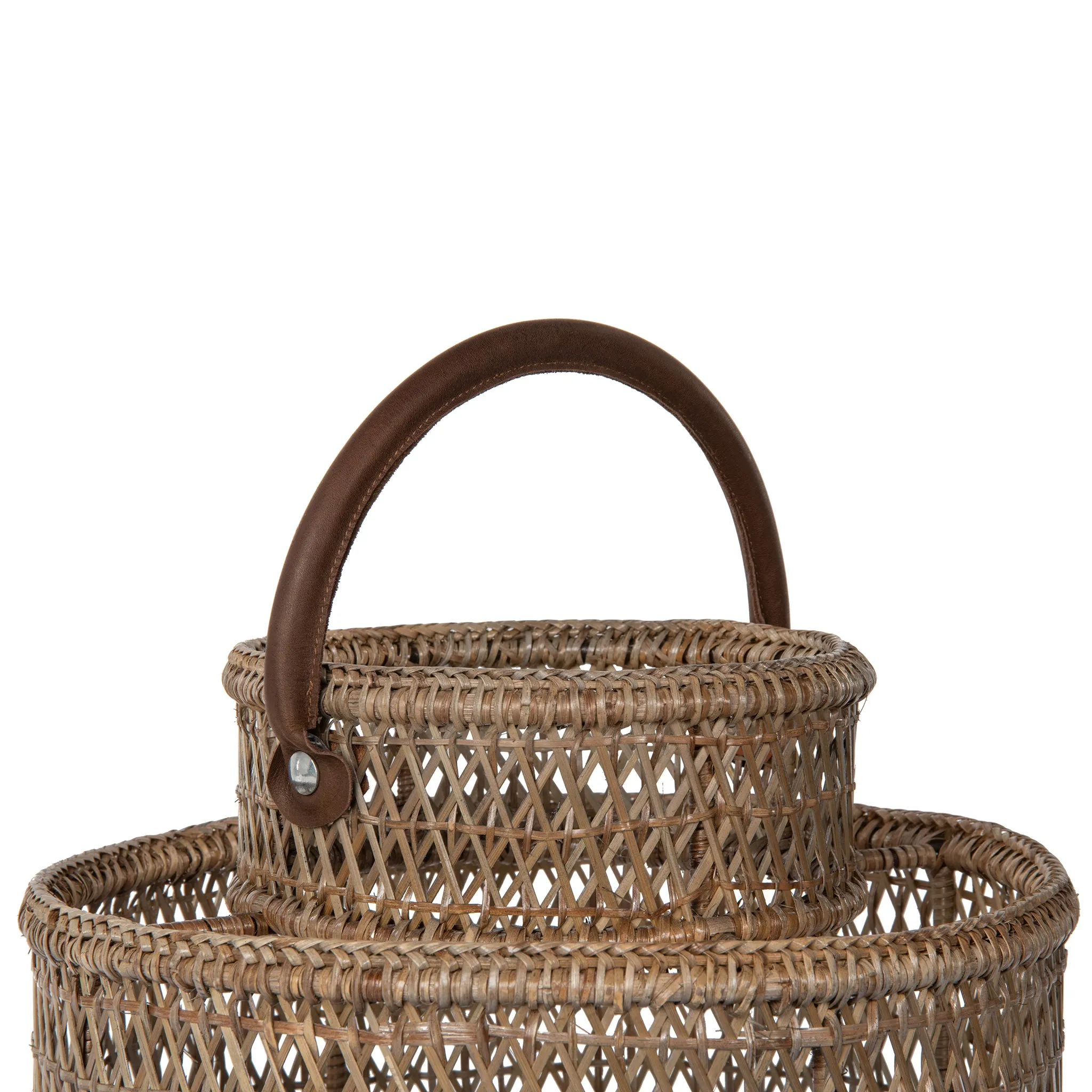 Cabo Decorative Rattan Candle Hurricane Lanterns, Natural