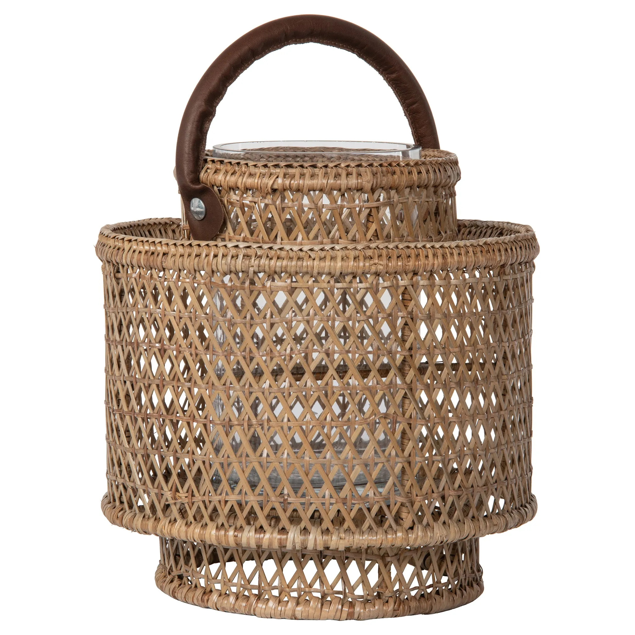 Cabo Decorative Rattan Candle Hurricane Lanterns, Natural