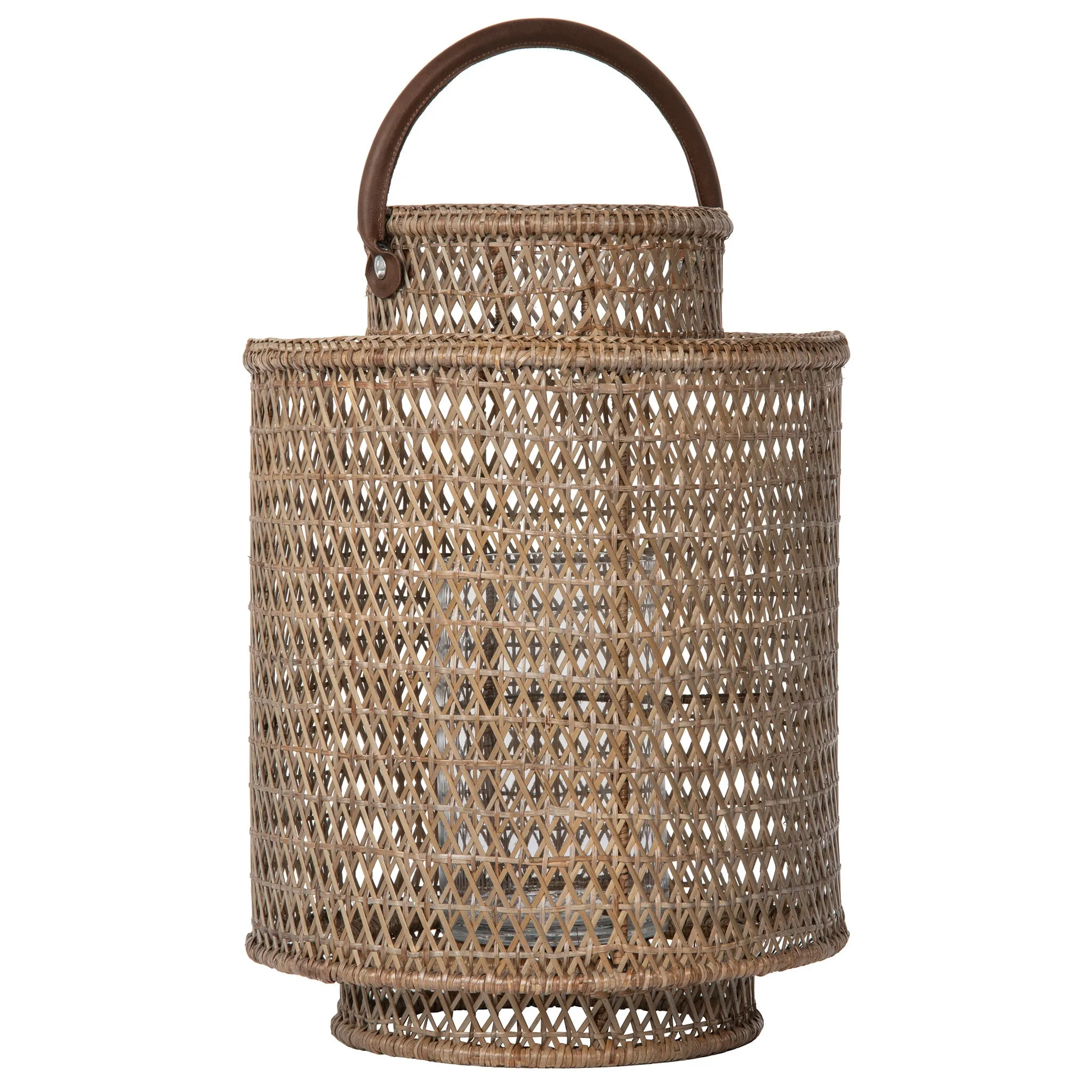 Cabo Decorative Rattan Candle Hurricane Lanterns, Natural