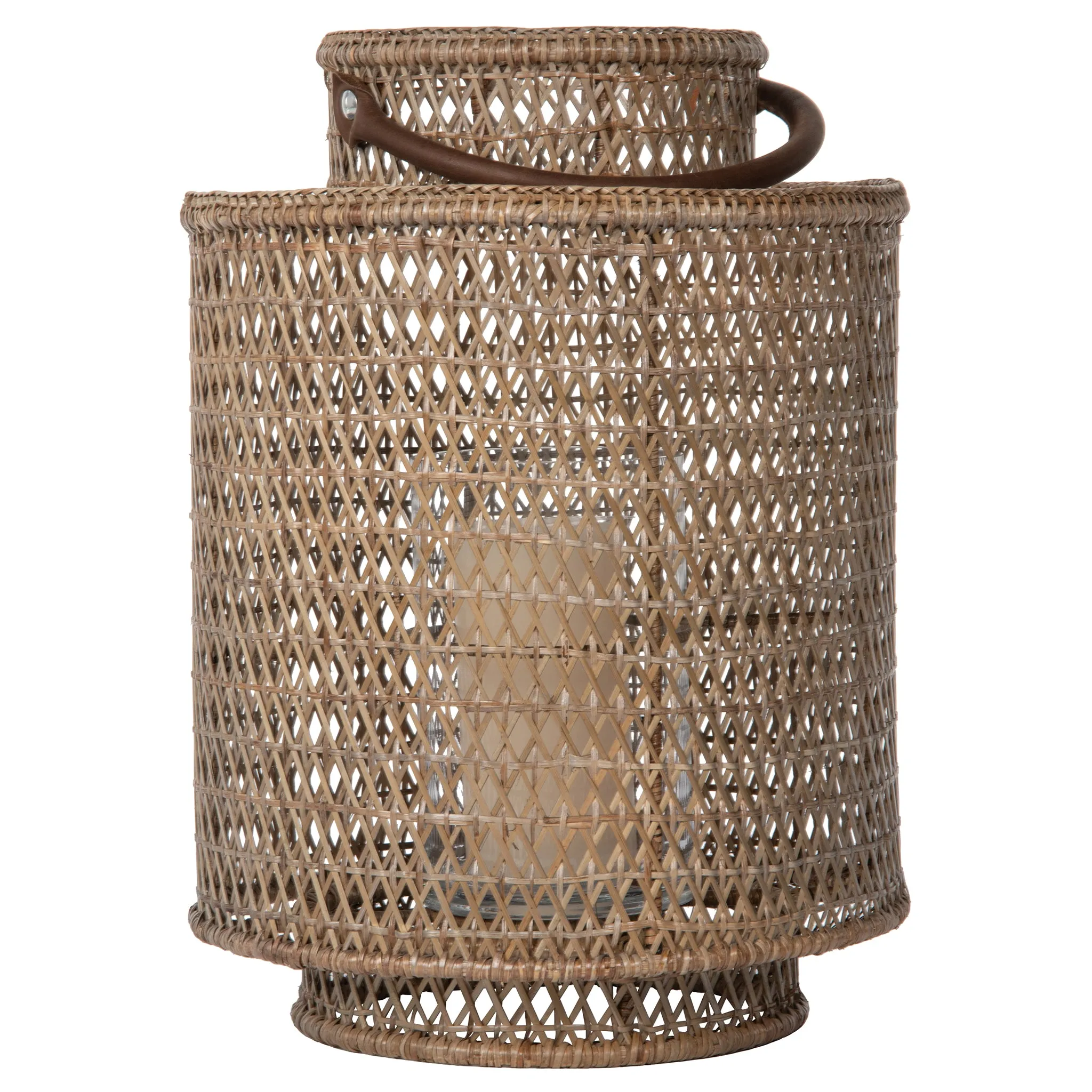 Cabo Decorative Rattan Candle Hurricane Lanterns, Natural