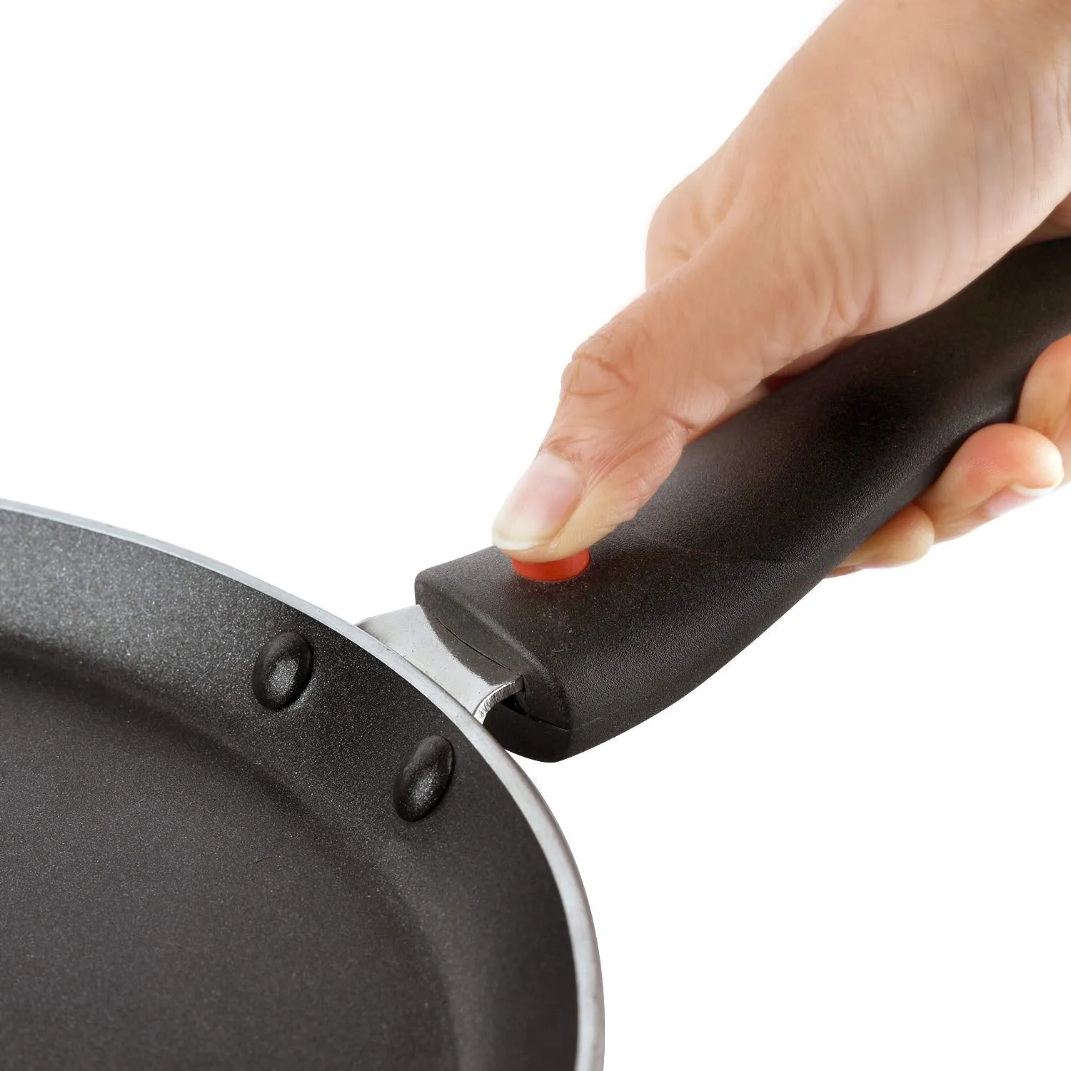 Cello Non Stick Dosa Tawa Induction Base with Detachable Handle, 280 mm Hammered Toned,Aluminium, Black