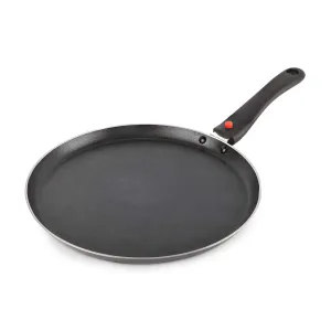 Cello Non Stick Dosa Tawa Induction Base with Detachable Handle, 280 mm Hammered Toned,Aluminium, Black