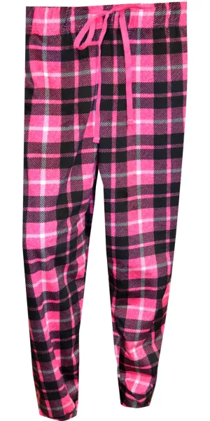 Classic Pink and Black Plaid Cuffed Sleep Pants