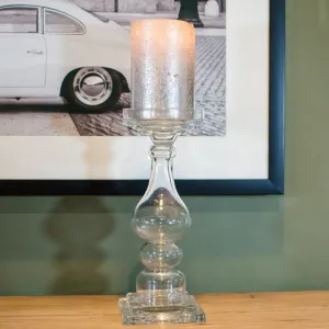 Clear Glass Candlestick 33cm