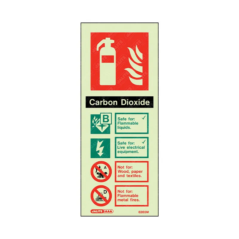 CO2 extinguisher information sign 200 x 80 Photoluminescent