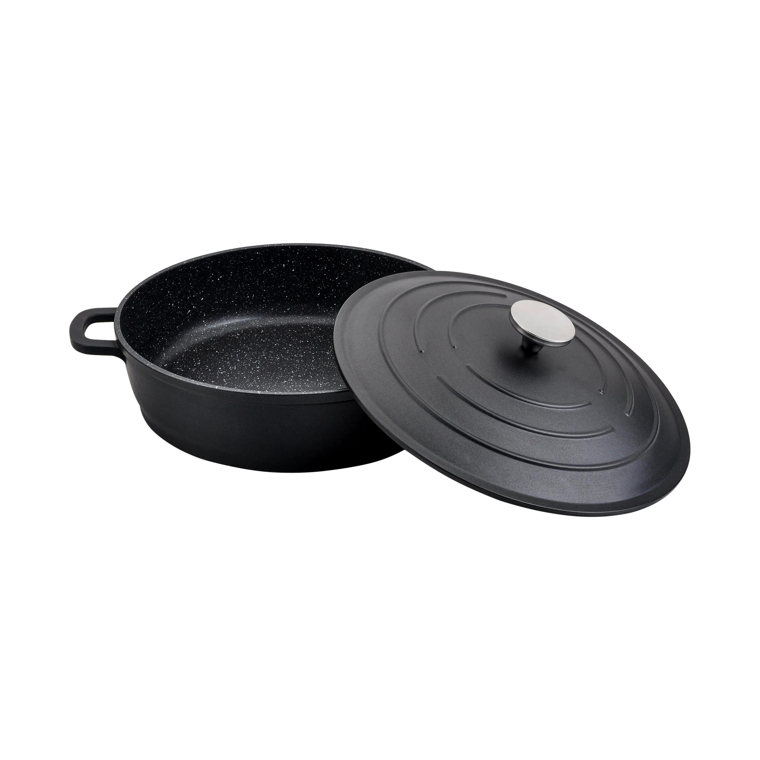 Commichef Cast Aluminium 28cm Shallow Casserole - Black