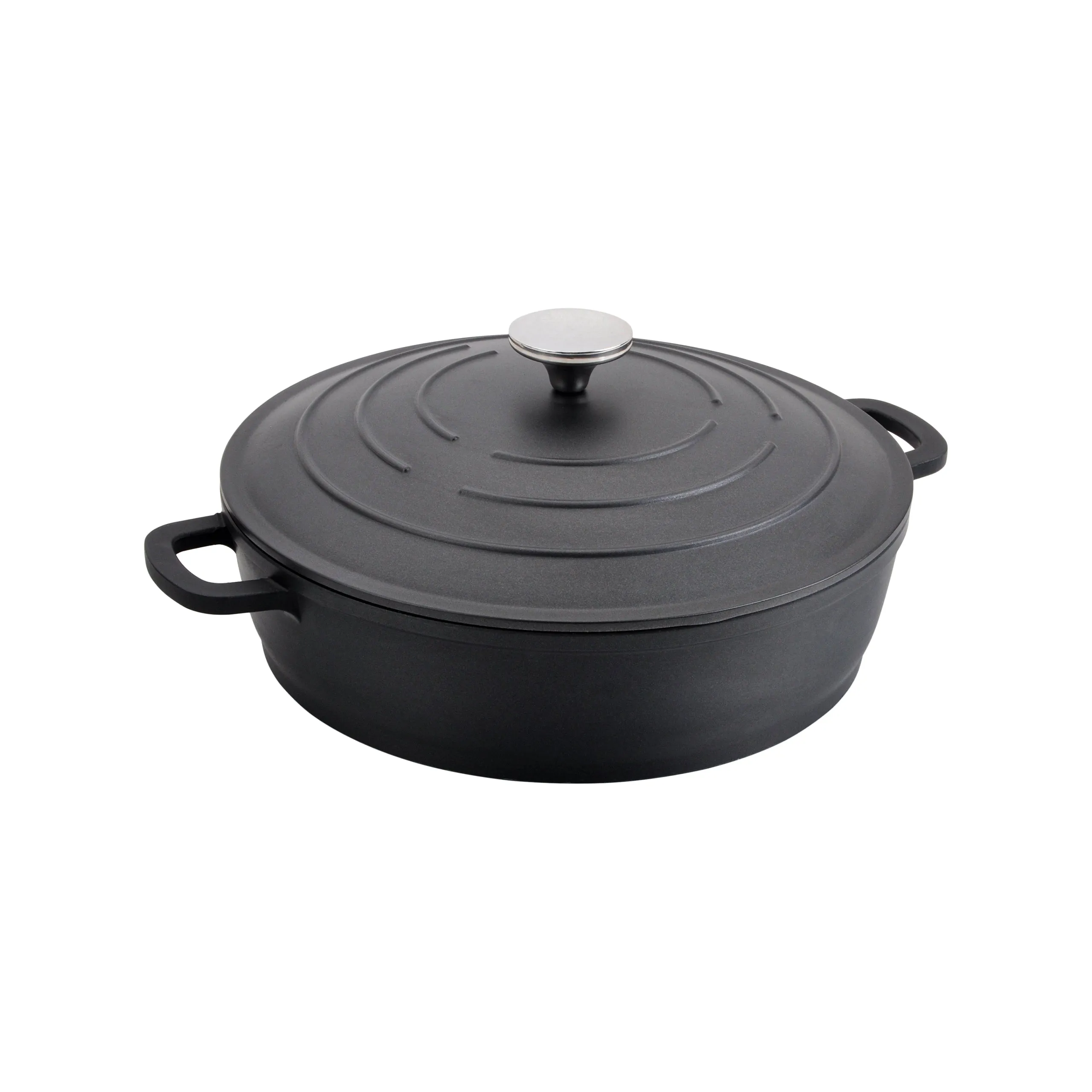 Commichef Cast Aluminium 28cm Shallow Casserole - Black