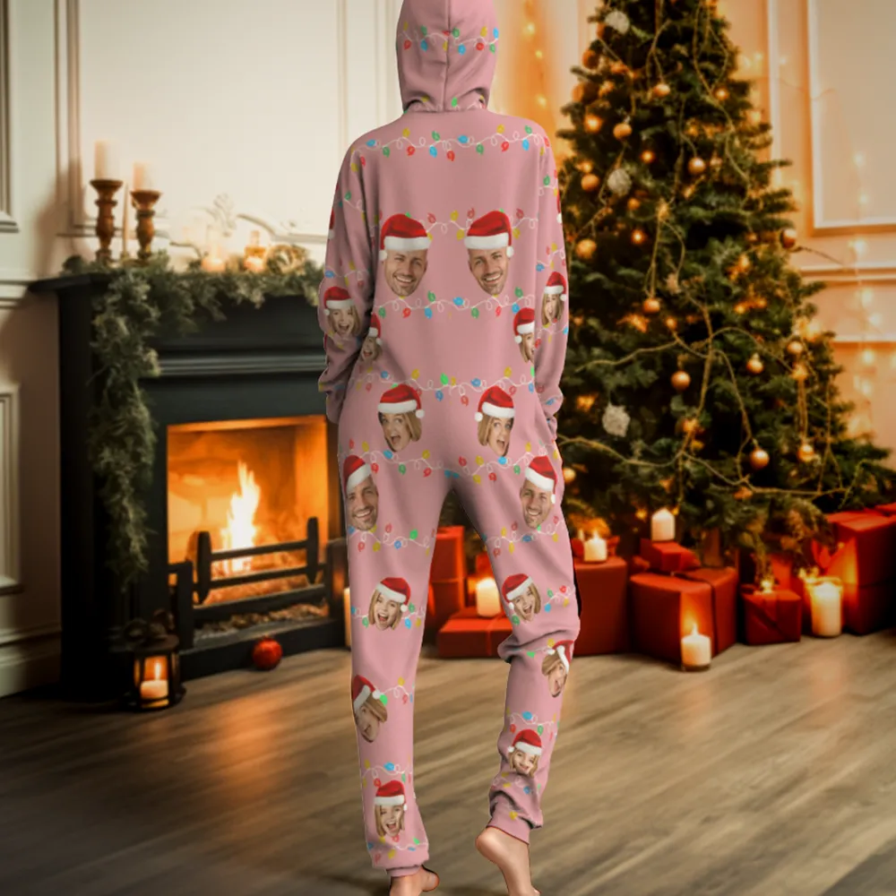 Custom Onesies Photo Xmas Leds Pajamas One-Piece Sleepwear Family Pyjamas Christmas Gift