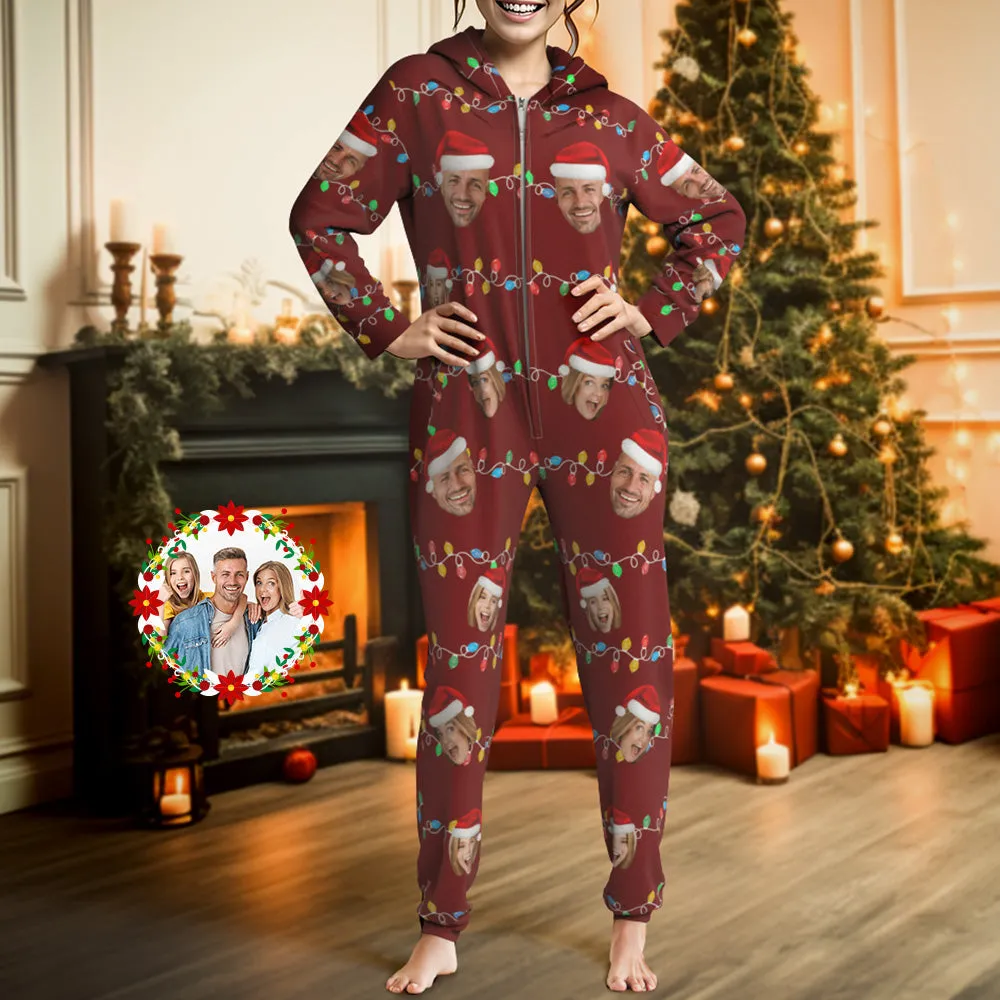 Custom Onesies Photo Xmas Leds Pajamas One-Piece Sleepwear Family Pyjamas Christmas Gift