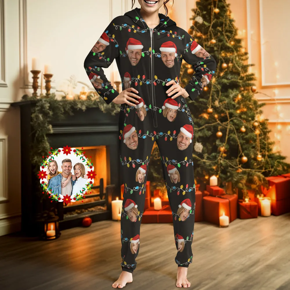 Custom Onesies Photo Xmas Leds Pajamas One-Piece Sleepwear Family Pyjamas Christmas Gift