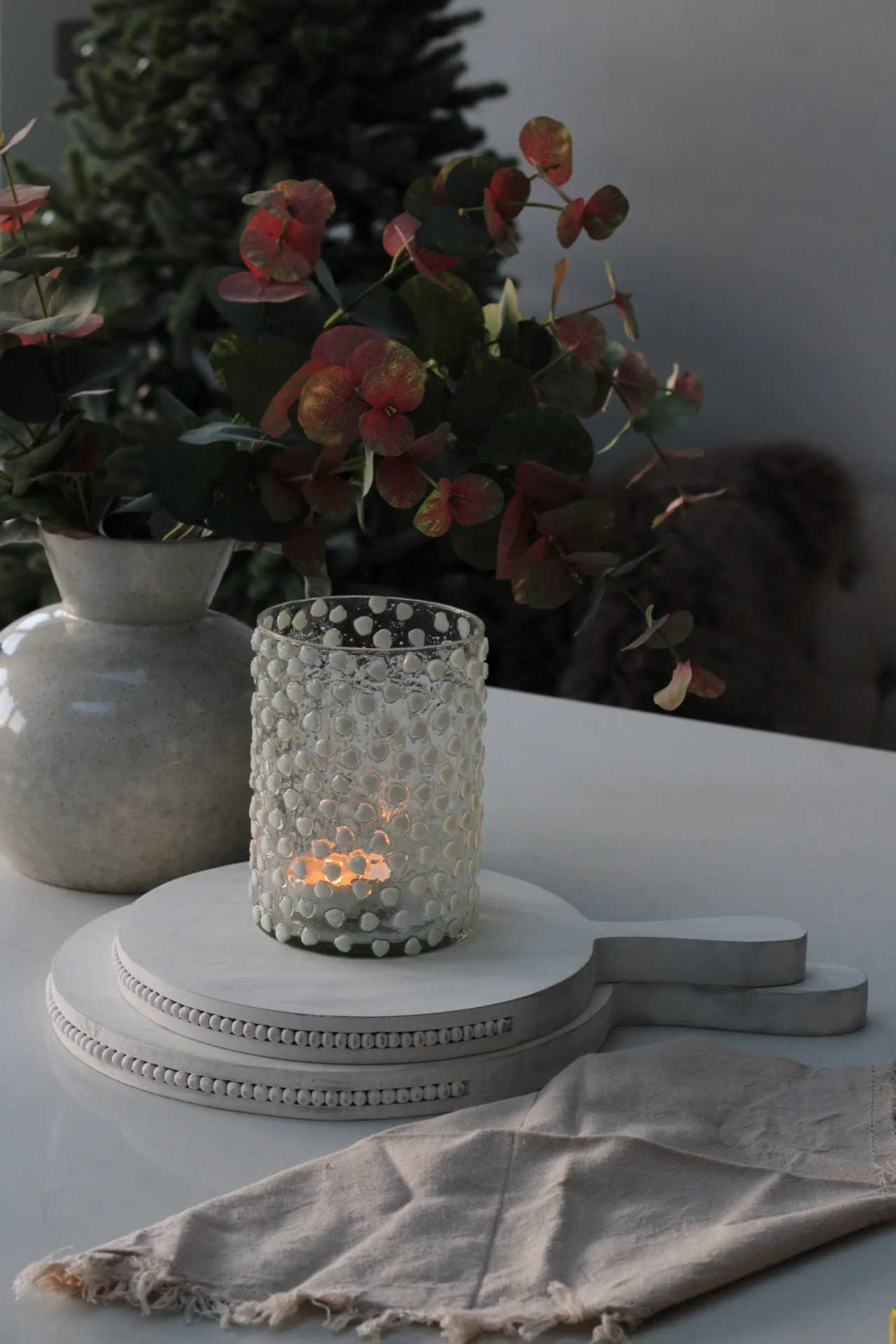 Dotty Heart Pattern Glass Lantern