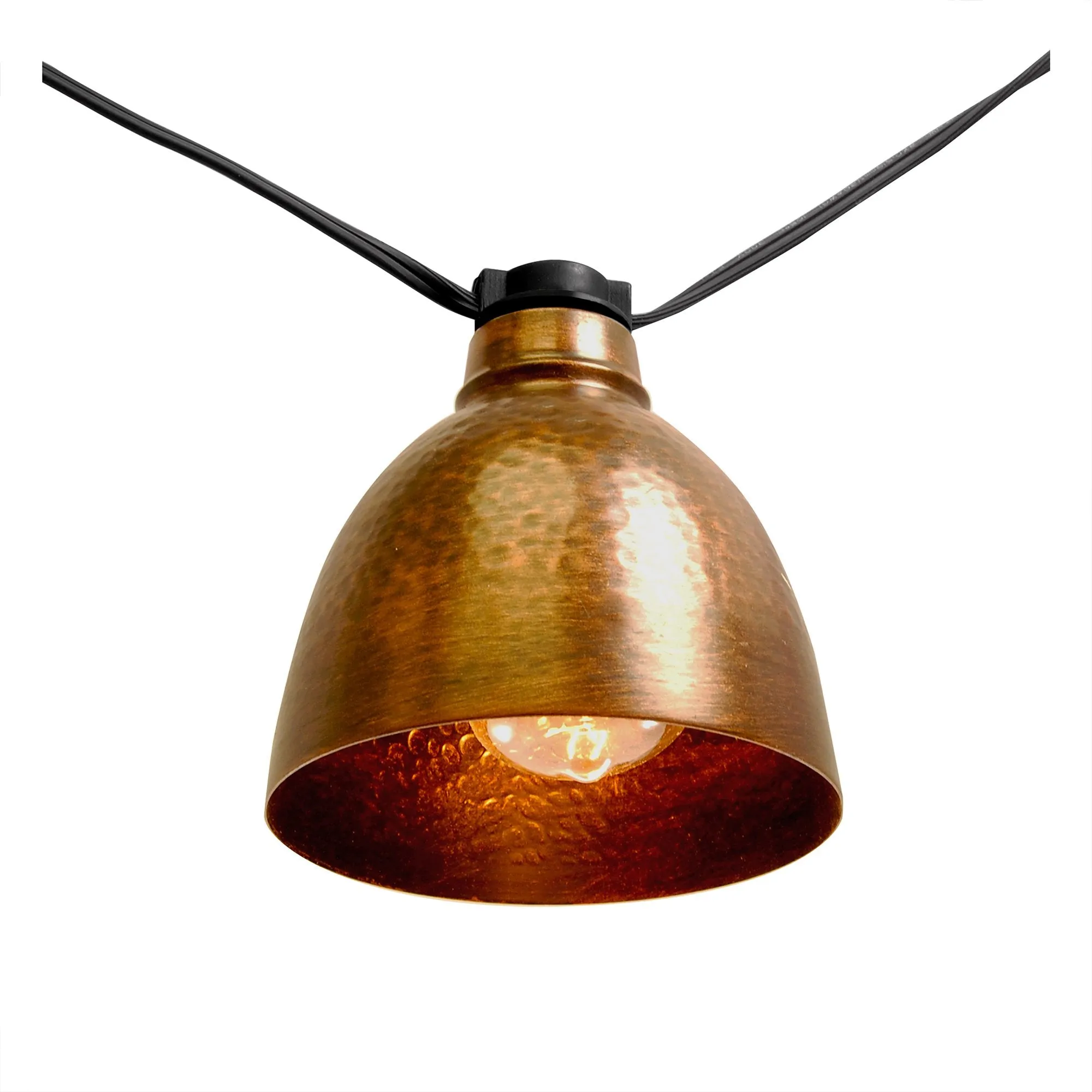 Electric Café String Lights with 10 Bronze Dome Metal Shades