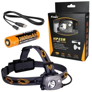 Fenix HP25R 1000 Lumen USB rechargeable CREE XM-L2 U2 LED Headlamp, Fenix 18650 rechargeable Li-ion battery