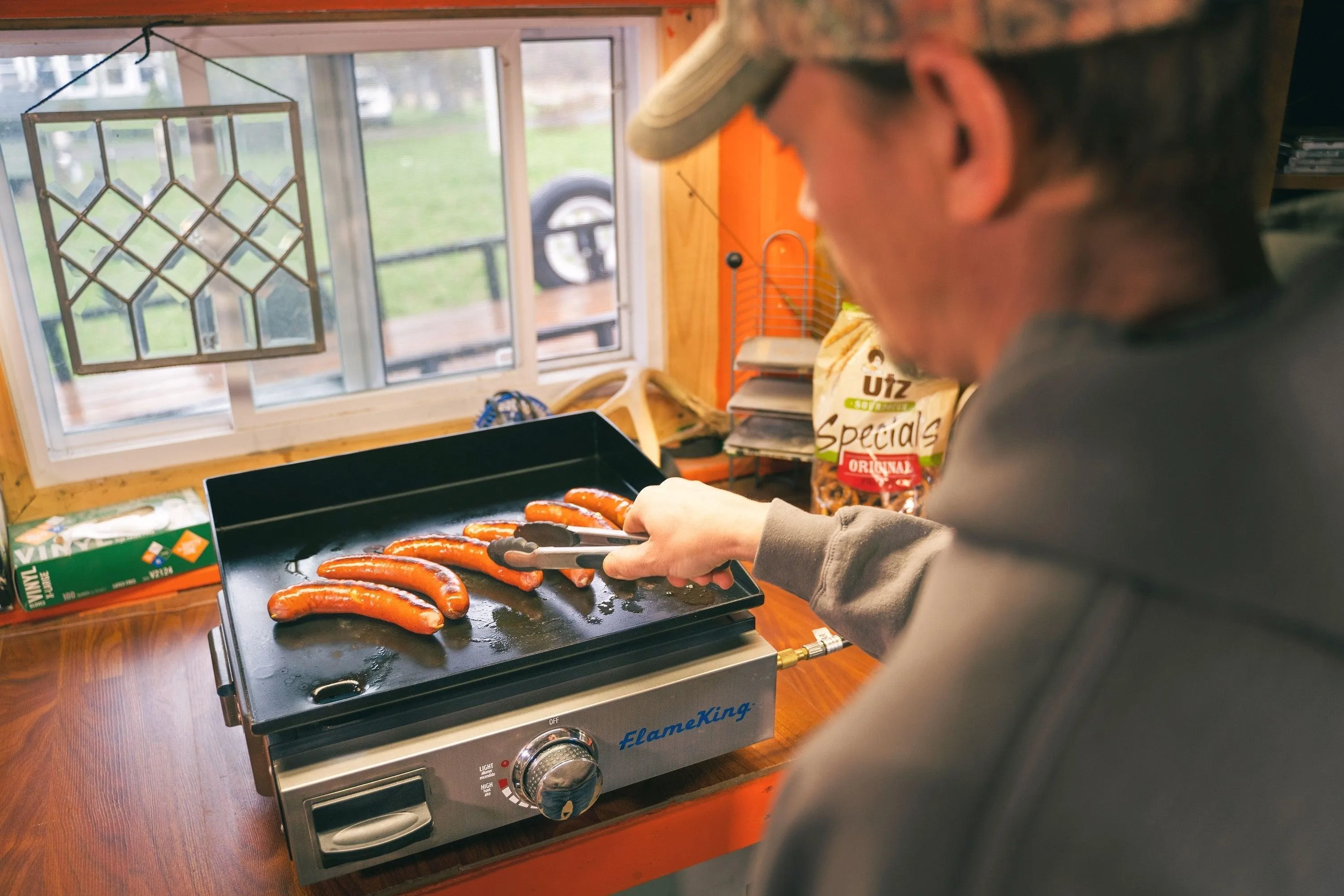 Flame King Flat Top Portable Propane Cast Iron Grill Griddle