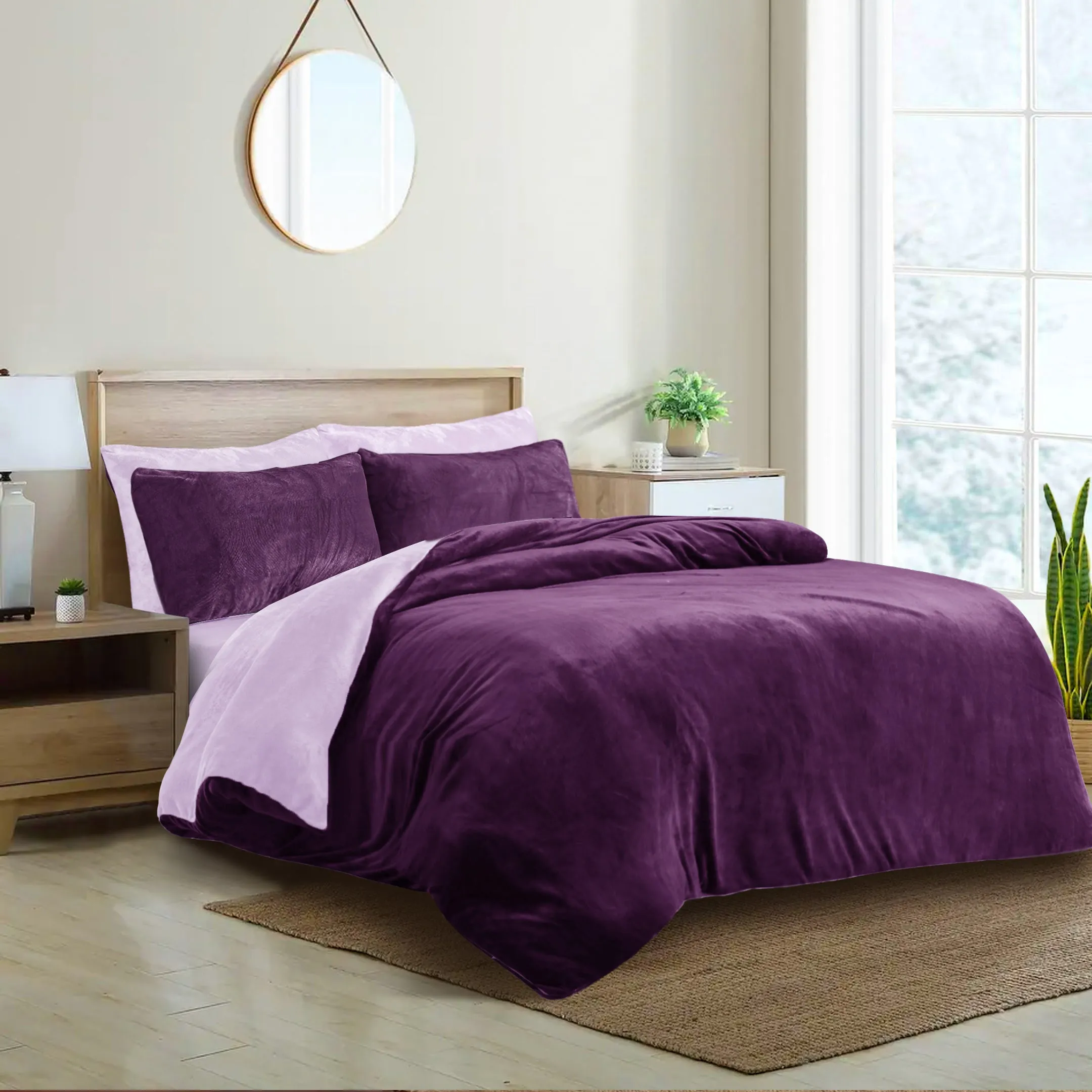 Fleece Bedsheet and Reversible Razaye 6pc Set