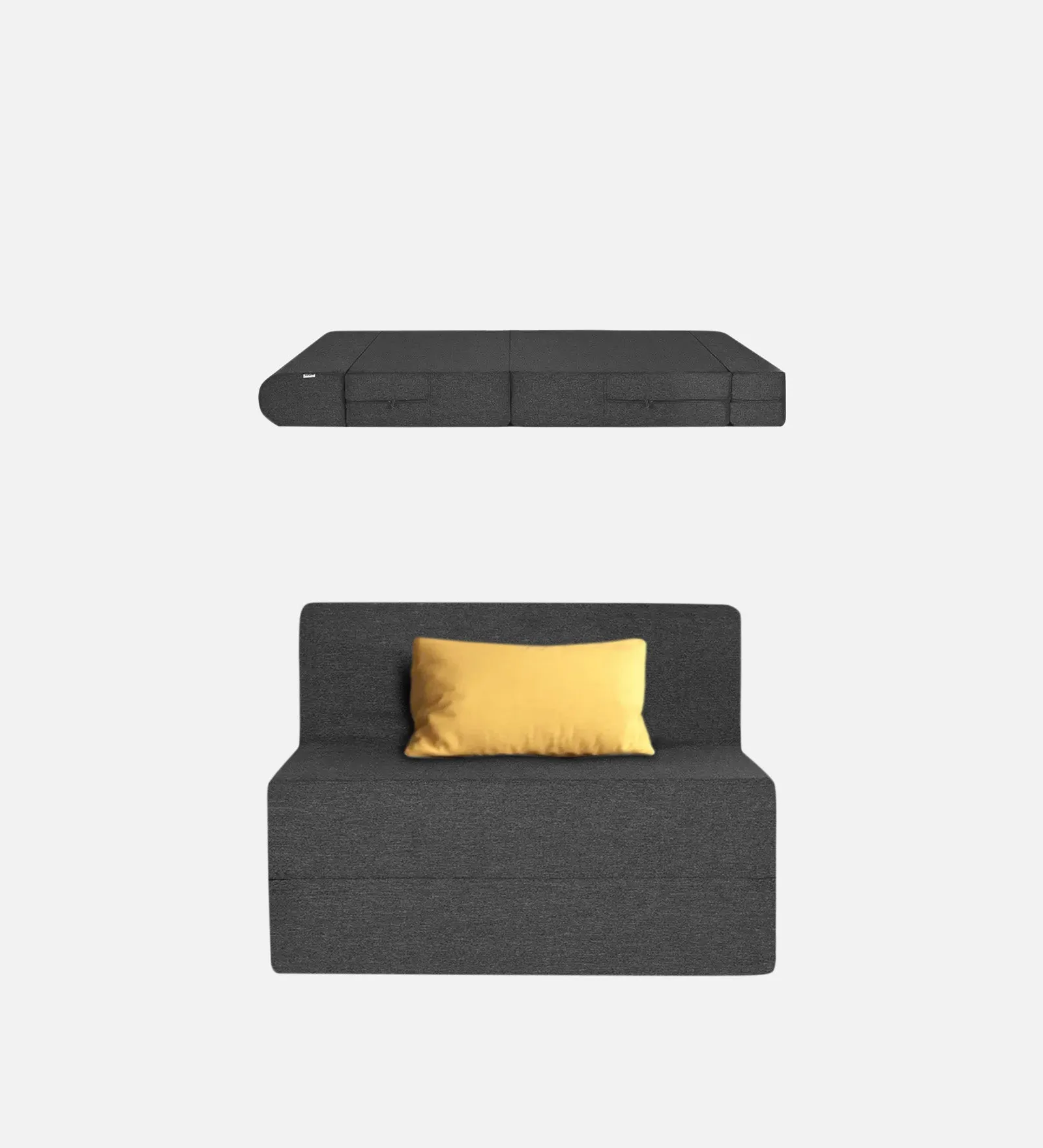 Fleepy Fabric 1 Seater Futon Sofa Cum Bed in Charcoal Grey Colour