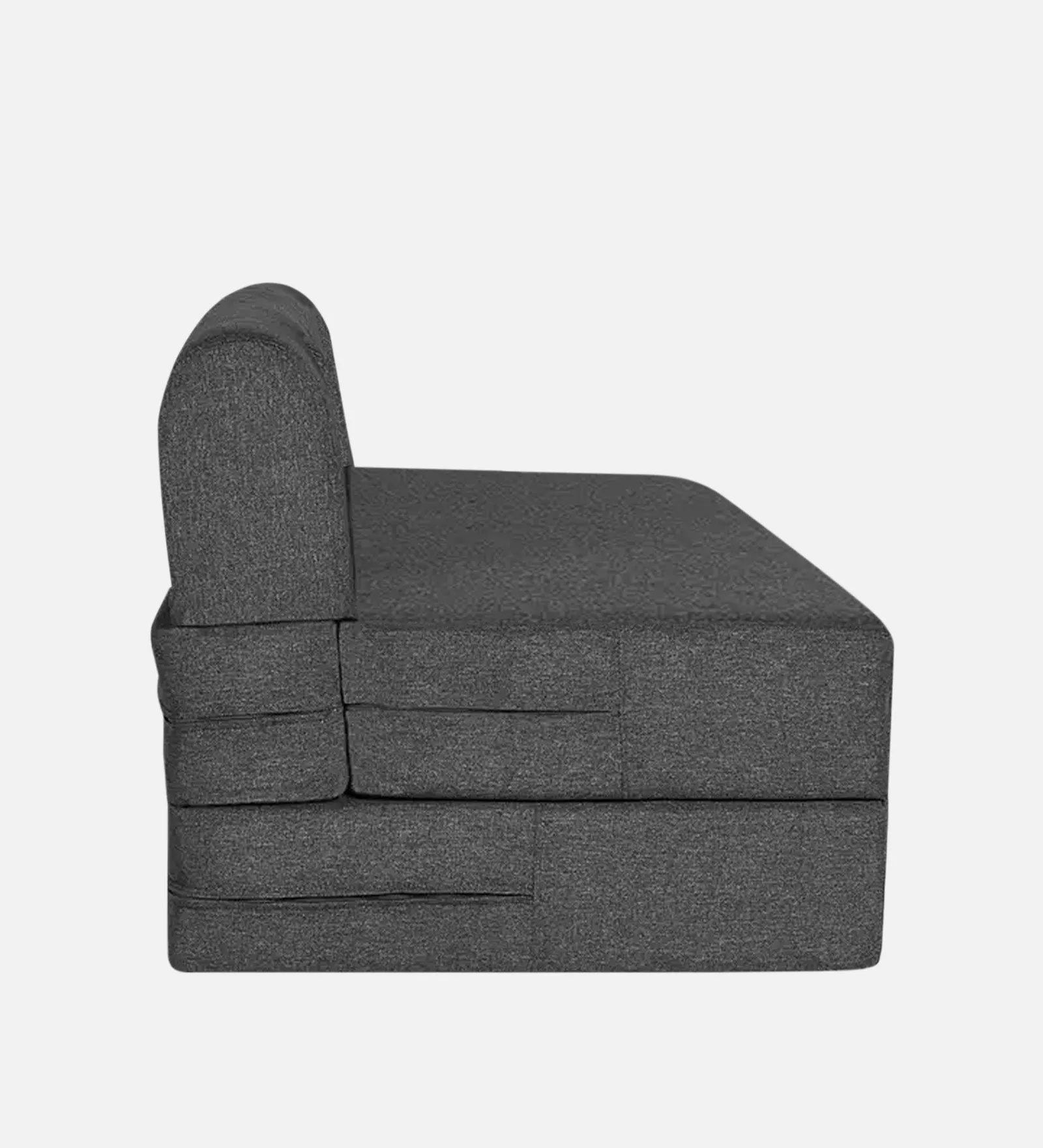 Fleepy Fabric 1 Seater Futon Sofa Cum Bed in Charcoal Grey Colour