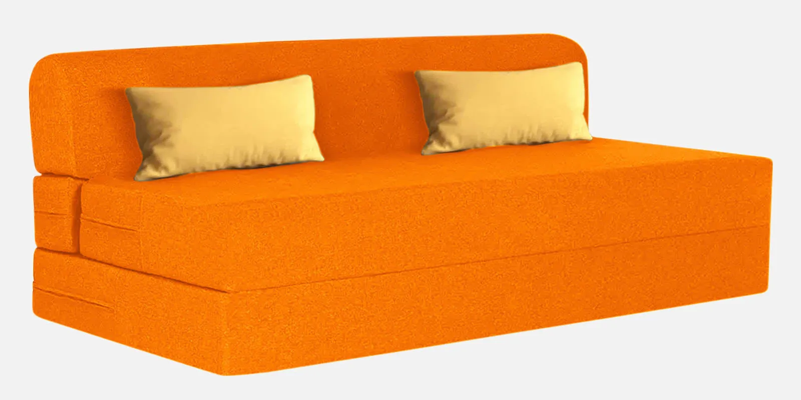 Fleepy Fabric 3 Seater Futon Sofa Cum Bed in Vivid Orange Colour