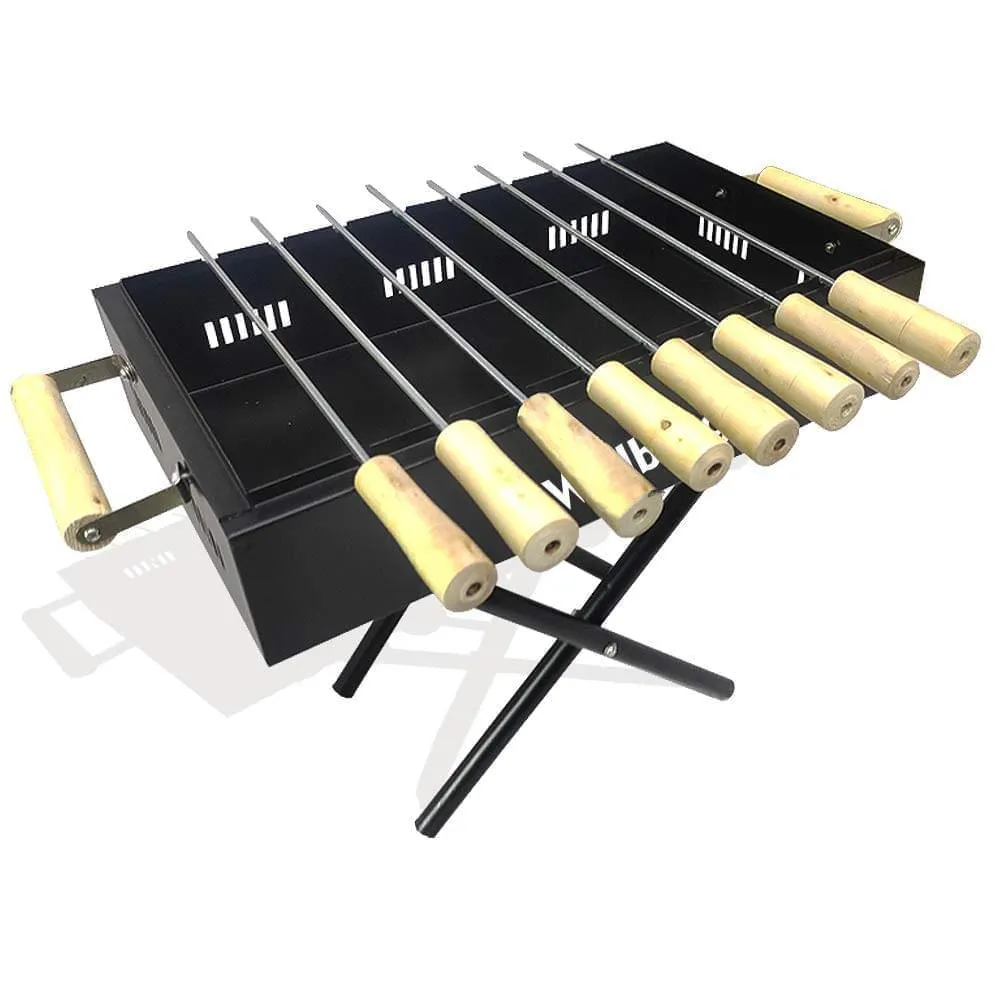 foldeble Barbeque Grill for Home and Garden with 8 skewers 1 Grill 1 Tong