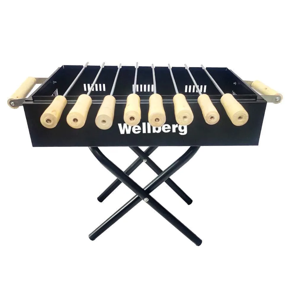 foldeble Barbeque Grill for Home and Garden with 8 skewers 1 Grill 1 Tong