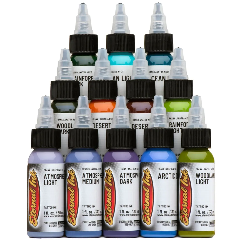 Frank La Natra Atmospheric Landscapes Set of 12 — 1oz Bottles — Eternal Tattoo Ink