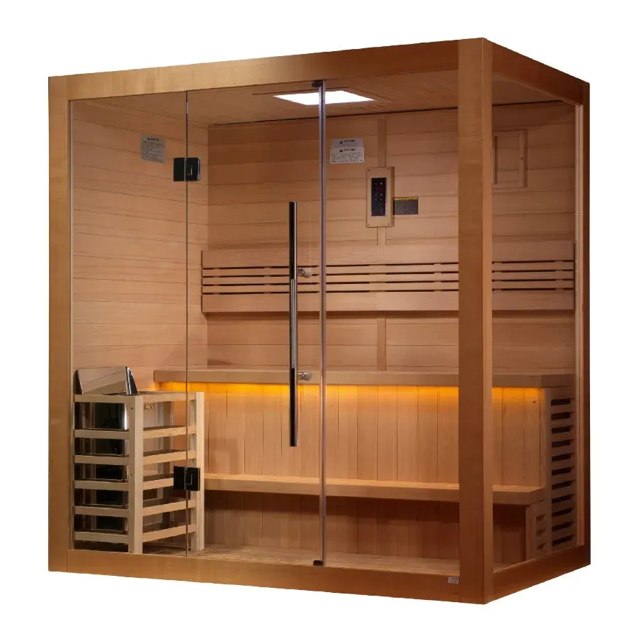 Golden Designs "Forssa Edition" 3-4 Person Indoor Traditional Sauna - Canadian Red Cedar