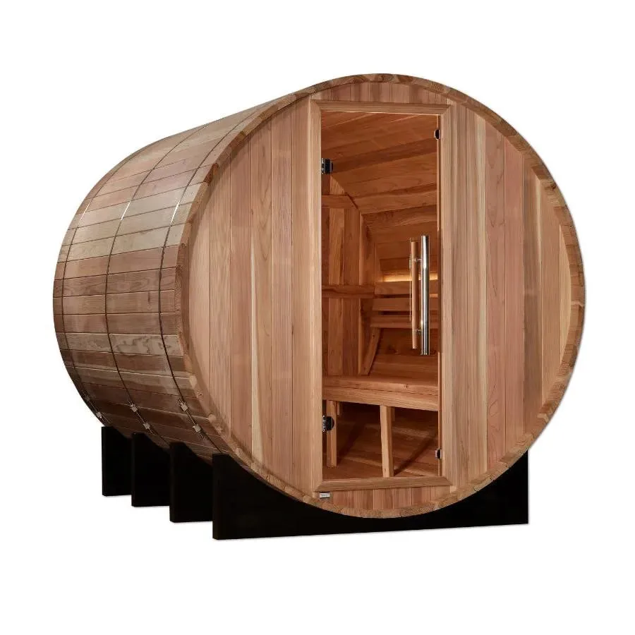 Golden Designs "Klosters" 6 Person Barrel Traditional Sauna -  Pacific Cedar