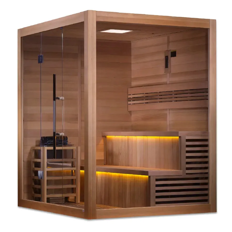 Golden Designs "Kuusamo Edition" 6 Person Indoor Traditional Sauna - Canadian Red Cedar