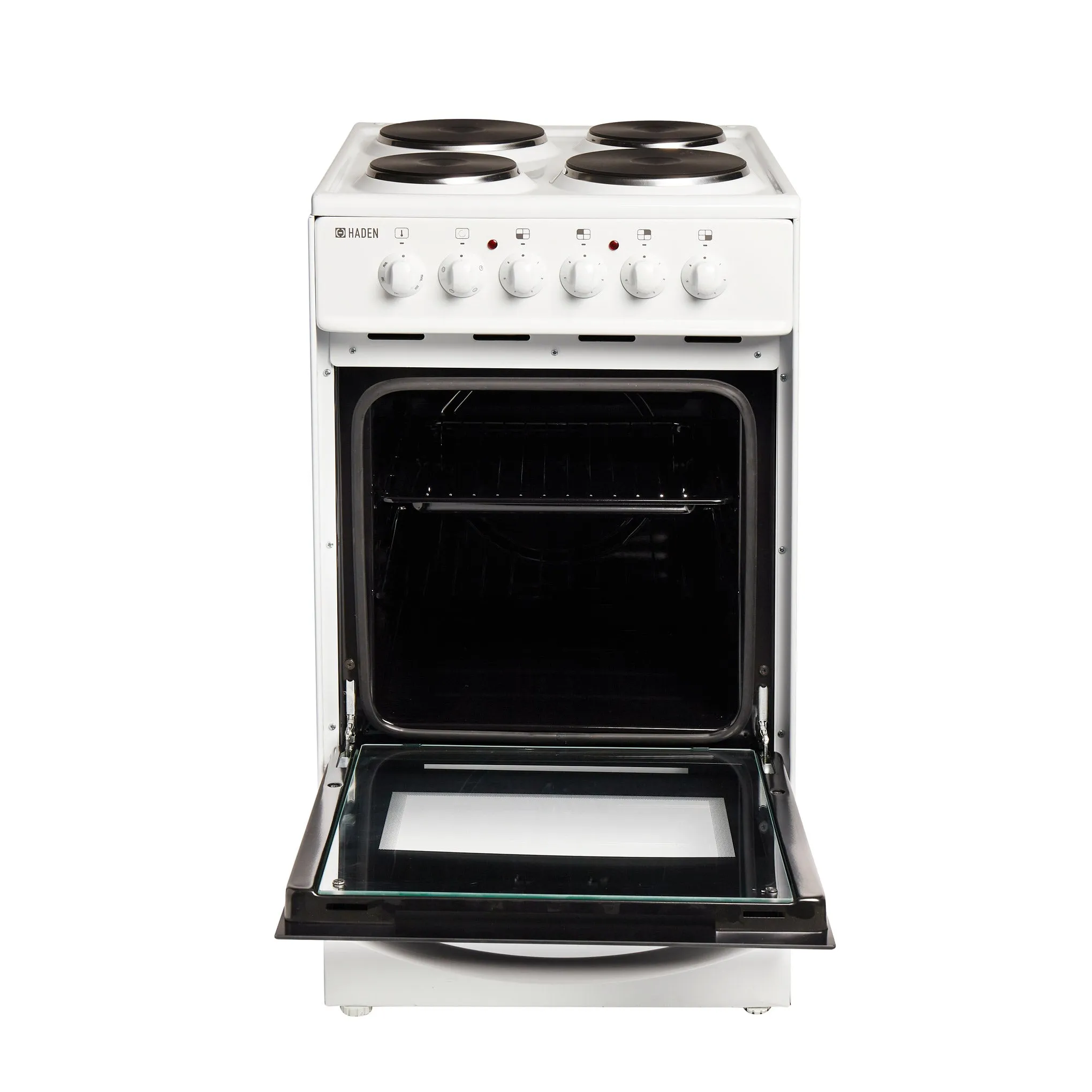 Haden White HES50W 50cm 52-litre Electric Cooker with Solid Plate Hob